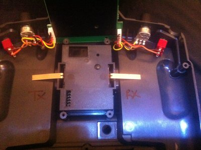 Two halves of the 9x back board clip de soldered from switch board and split in two. Just loosely in place here