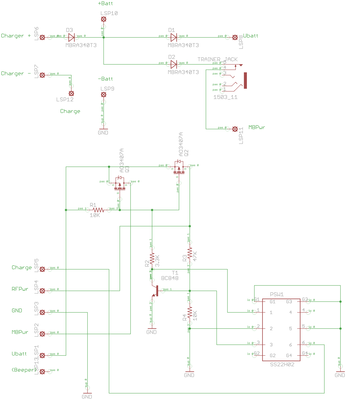 This one uses two separate diodes to protect the mainboard and the trainer power circuit..