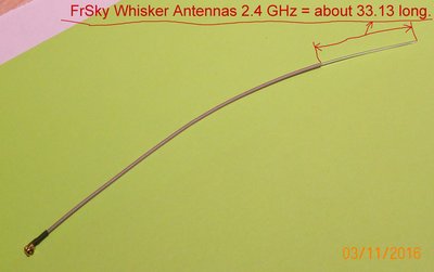 whisker antenna tuned to 2.4 GHz frequency