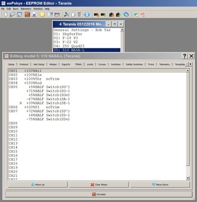 New CH5 Mixes for NASA M-Lite flight controller with erSky9x on Taranis.