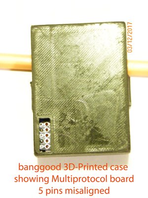 3D Printed case showing where the 5 pins are misaligned