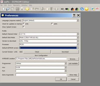 eepe m128 Preferences (click on pic to zoom in)