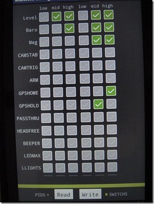 these are my different mode setting.  my aux is on Id0,1,2   and Aux2 is on P2 programmed as a 3 position switch