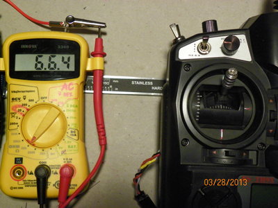 High Stick Position<br />Potentiometer Shaft Rotation is at High Stick Position: 6.6.4 Ohms Resistant<br />Using INNOVA 3300 Multimeter which is connected to the Input 5 volts + Red Wire and and the Output Single White Wire. <br /><br />............................................................................................................................................................................