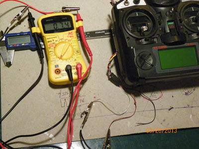 Low Stick Position<br />Potentiometer Shaft Rotation is at Low Stick Position: 0.7.4 Ohms Resistant<br />Using INNOVA 3300 Multimeter which is connected to the Input 5 volts + Red Wire and and the Output Single White Wire. <br /><br />.......