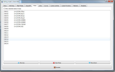 Mix Settings. Flight modes are from PPM5.