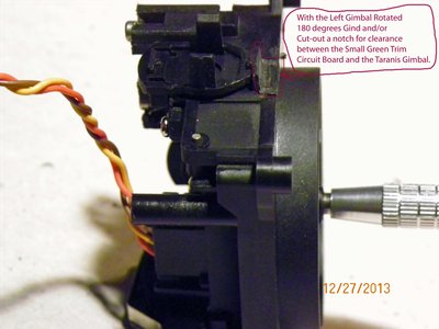 Taranis gimbal Notched for clearance when Rotated 180 degrees.