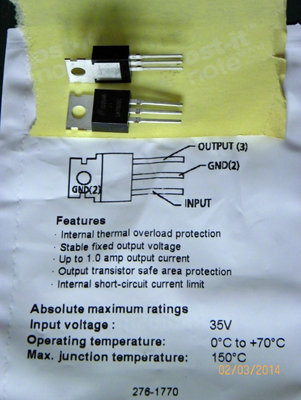 7805 5V Regulator from Radio Shack