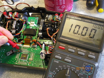 Checking the resistance from the &quot;via&quot; hole at the end of the resistor to ground and the reading is about 10K. <br />This same applies to all 13 vias. (Pic 08)