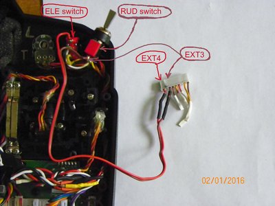 EXT4 to ELE SW and EXT3 to RUD SW