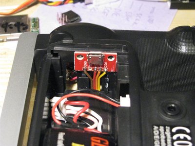 USB breakout board in battery compartment