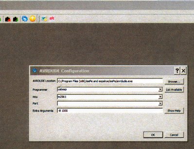 Change the Extra Arguments setting to: -B  1000 <br />for setting the Fuses for the new ATMEGA2561-16AU CPU Chip .